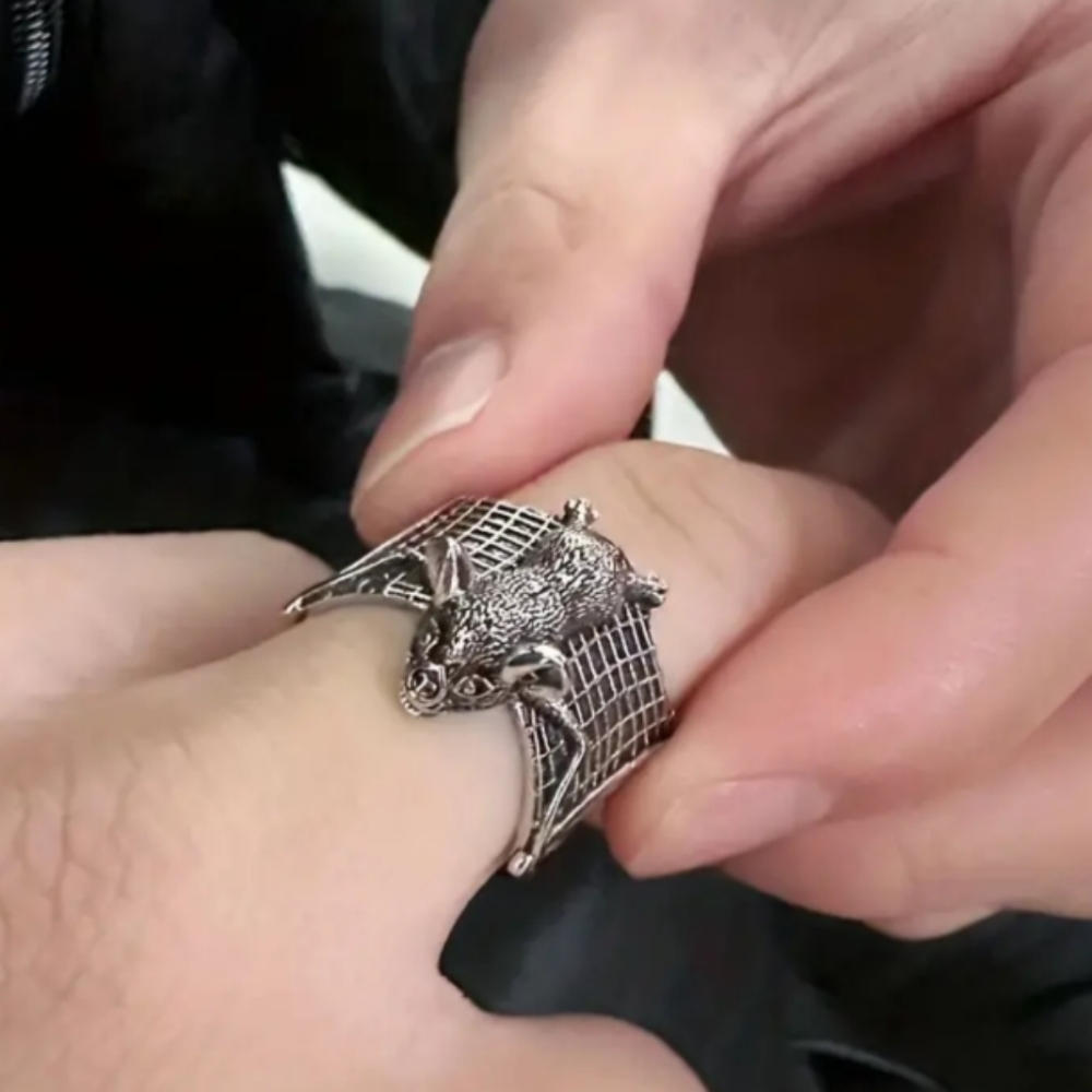 Bat Ring Retro Punk Gothic Whimsigoth Party Novelty Goblin Core Casual Silver